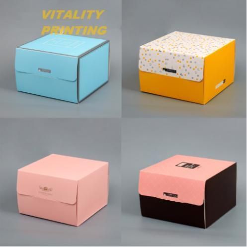 Wholesale Custom 6 8 10 12 Inch Paper Baking Cupcake Packing Box with Handle Portable Wedding Birthday Party Cake Shaped Packaging Box Can Be Hot Stamped Loge