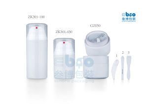Plastic White Cosmetic Packaging Lotion Bottle Cream Jar with Spoon