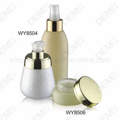 30g 50g Oblate Circle Shape Milk White Empty Face Cream Jars with Rose Gold Flower Metal Cap for Skincare