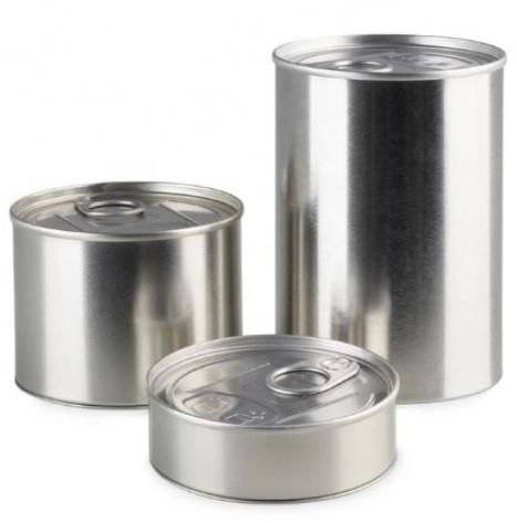 Wholesale Empty Food Grade Silver Pressitin Tin Cans with Custom Stickers