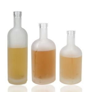 Wholesale Clear Customized Cork Top Liquor Spirits Rum Vodka Whiskey Tequila Gin Oslo Glass Bottles