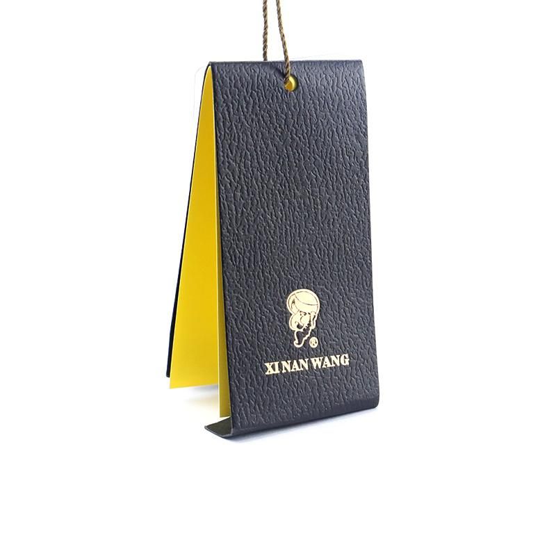 Custom High Quality Leather Lines Black Paper Hang Tag