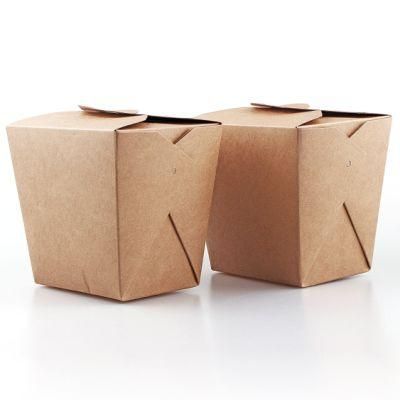 Natural Kraft Eco-Friendly Portable Disposable Fast Lunch Paper Box with Waterproof and Leakproof