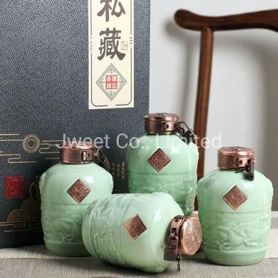 Ceramic Gin Bottle with Cork Stopper Cap 700ml