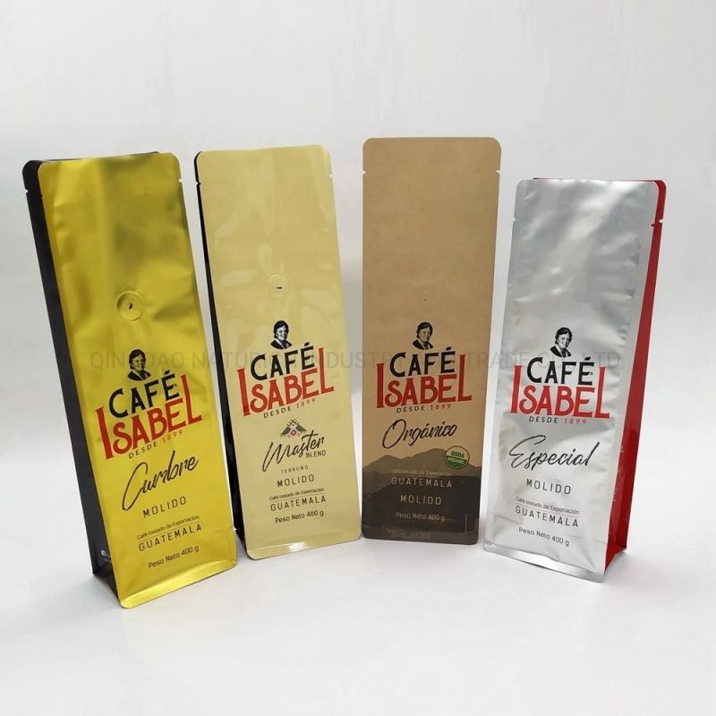 Aluminum Foil Coffee Bags with Valve Resealable Coffee Bean Packaging Bag