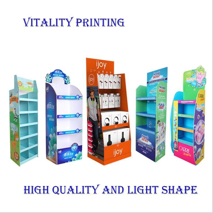 Custom Cardboard Promotion Table Coffee Display Stand Paper Rack, Pop-up Cardboard Display Shelf Shipper Display Corrugated Paper Shelf Floor Display for Store