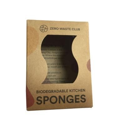 Custom Logo Printed Recycled Biodegradable Kitchen Sponges One Side or Both Sides Natural Brown Kraft Paper Gift Packing Packaging Carton Box