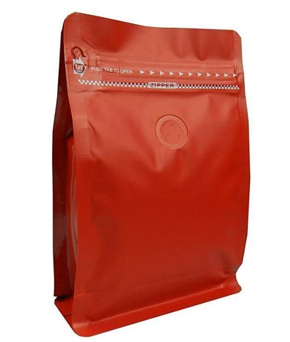 Factory Customized Logo Printed Matte Red Color Pocket Zipper Flat Bottom Bag