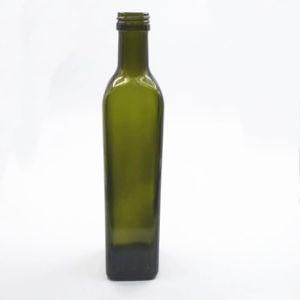250ml Square Bottle Quadra Antique Green Olive Oil Glass Bottle