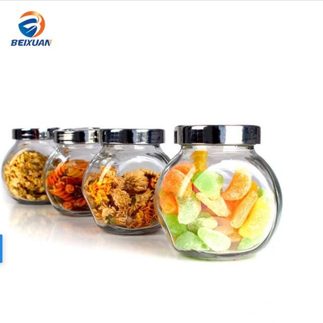 380ml Hot Sale High Quality Storage Flat Drum Glass Jar Spice Jar