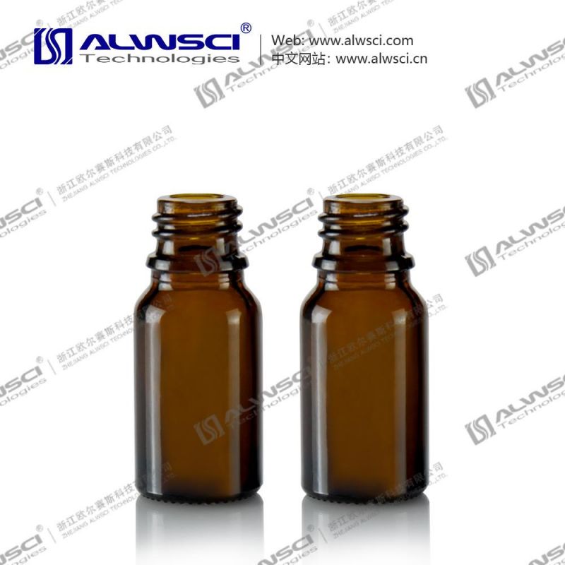 Alwsci DIN-18 Tamper Evident Screw 10ml Amber Glass Bottle for Storage