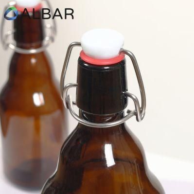 Amber Glassware Bottles Liquor Glass 200ml 250ml Round Neck Beer Bottles with Crown Caps