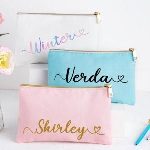 Personalized Makeup Bag Monogram Make up Bag Custom Name Cosmetic Bag Bridesmaid Gift Canvas Pouch Wedding Bridal Shower Gift