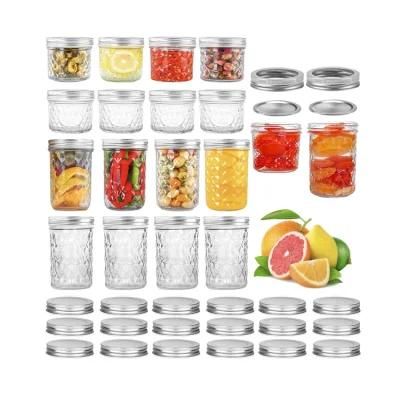 4 Oz 8 Oz 12 Oz Jelly Jam Glass Mason Jar Canning with Metal Lid