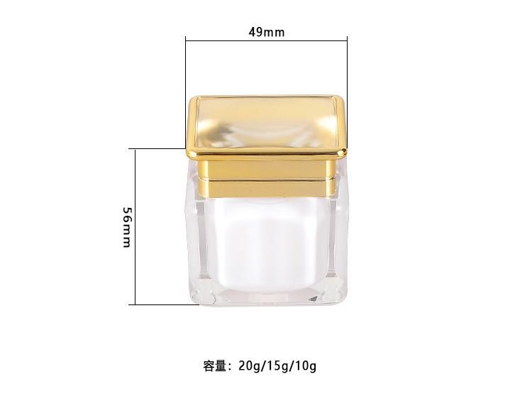 Popular Unique 10g 15g 20g Elegant Matt Clear Transparent Jar with Gold Metalized Cap Plastic Creem Jar Cream Container