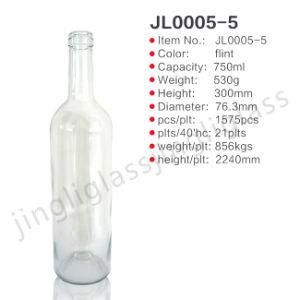 750ml Flint Glass Bottle for Wine Clear Transparent Wine Bottle