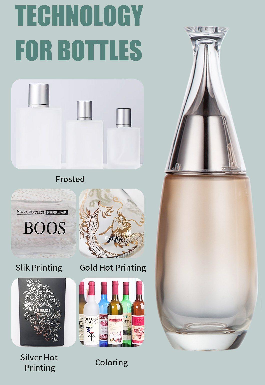 Electroplated Customized Glossy Perfume Glass Bottles in Gold and Black Pumps