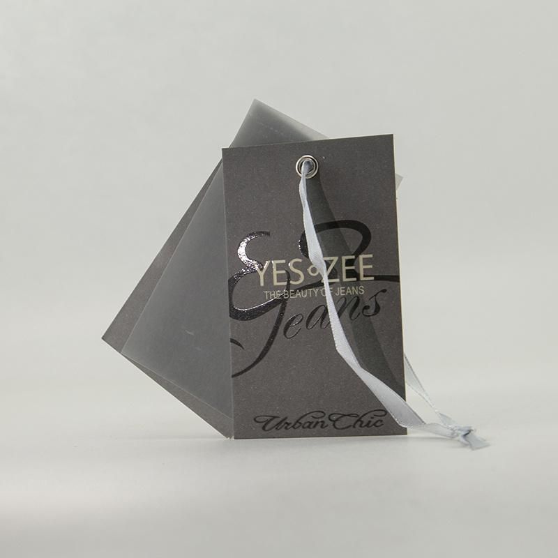 High Quality PVC Eyelet Ribbon Paper Black Custom Hang Tag