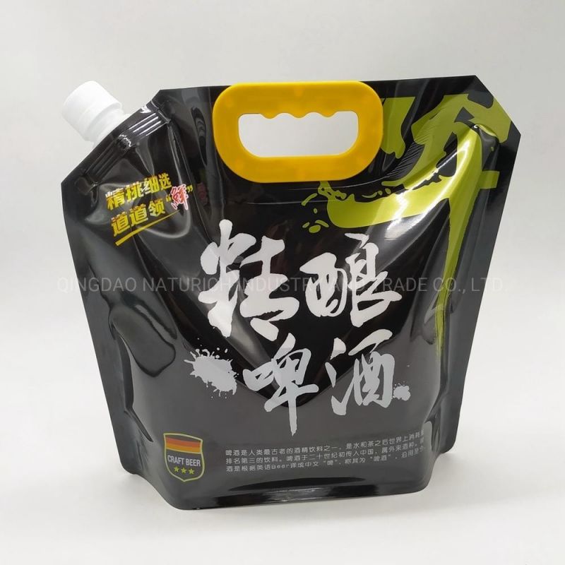 1L 2L 3L 5L 10L Transparent/VMPET Spout Bag for Beer Beer Doypack