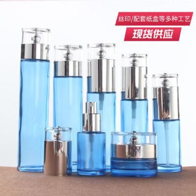 Blue Bottle Cosmetic Drip Set Bottle for Beauty Salon Cosmetics Bottle Water Lotion Bottle Spray Toner Water Bottle Cream Bottle