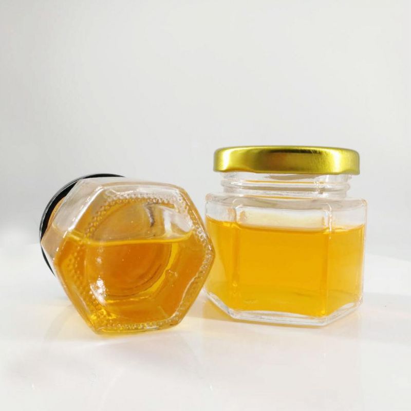 Hexagon Jars/Glass Jars with Gold Lids, Small Mason Jars for Wedding, Party Favors, Shower Favors, Baby Foods, Honey, Canning, Spices, Herbs