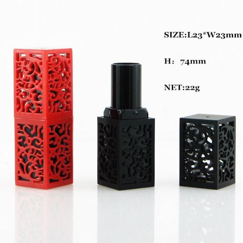 in Stock Ready to Ship Hot Sale Empty Custom Square Red Makeup Containers Lipstick Tube Metal Lipstick Tube