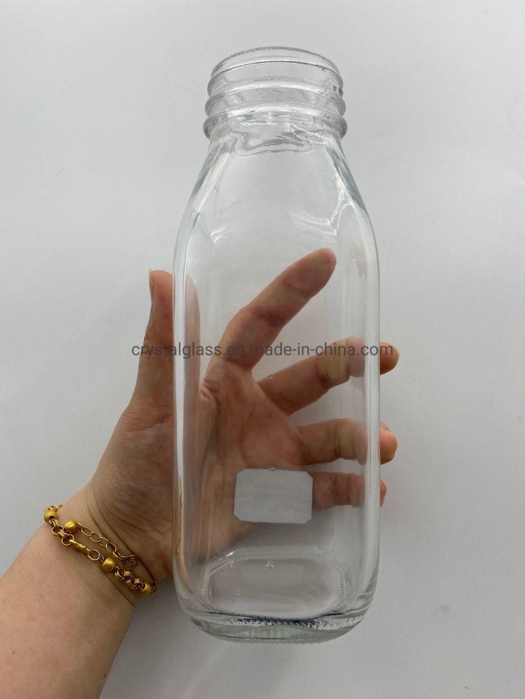 Eco Friendly 500ml Square Juice Bottle 16oz Cold Brew Coffee Glass for Infusion Drinks
