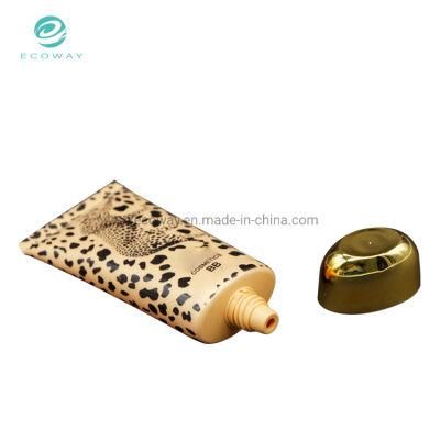 Gold Plating Screw Cap Leopard Pattern Offset Printing Tube Body Bb and Cc Cream Plastic Packaging Tube