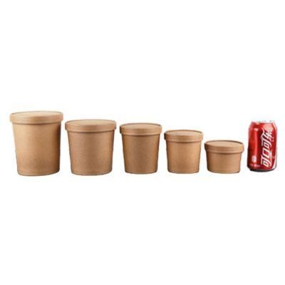 Wholesale PE Coating Disposable 16oz Kraft Paper Soup Cup with Pet Lid