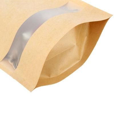Custom Printed Eco Friendly Food Grade Biodegradable Heat Seal Empty Stand up Zip Lock Kraft Paper Zipper Tea Packaging Bag