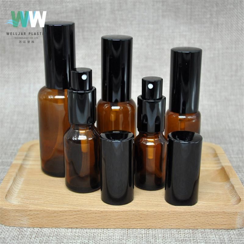 30ml 60g Cylinder Transparent Brown Glass Bottle for Cosmetic Packaging