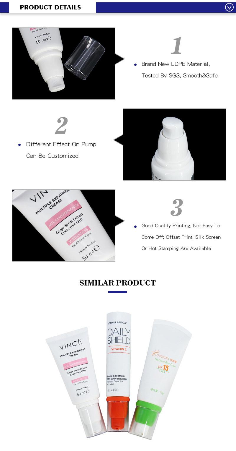 50ml White Cosmetic Airless Pump Tube for Foundation or Sunscreen