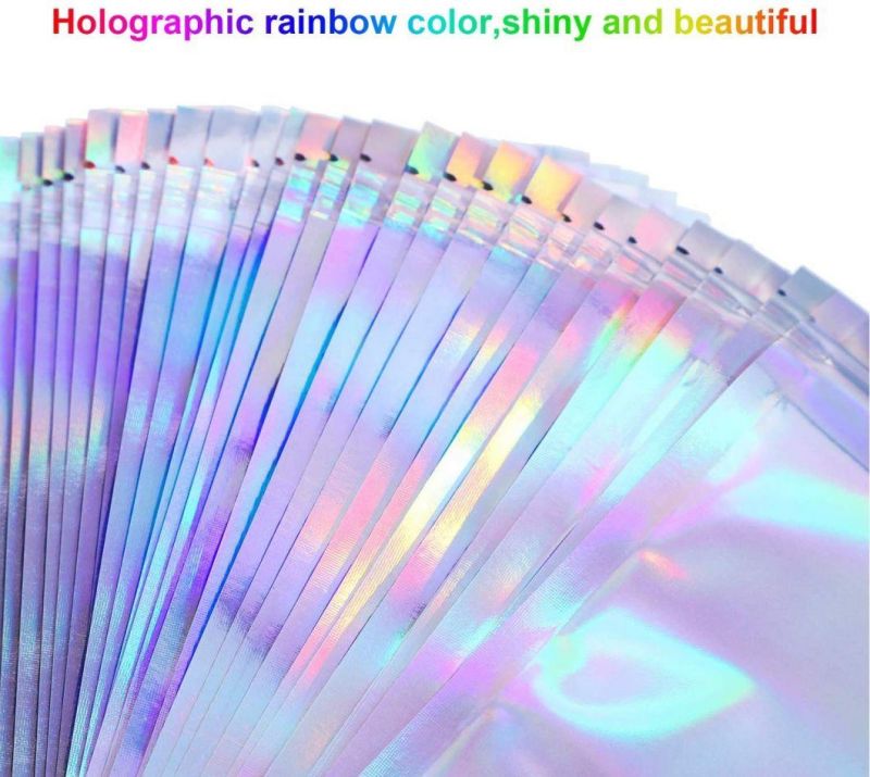 Holographic Zip Lock Packaging Smell Proof Makeup Pouch Plastic Packaging Bags