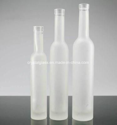 Frosted Glass Wine Bottle Long Neck Glass Whisky Bottle 200/375/500ml High Quality with Rubber