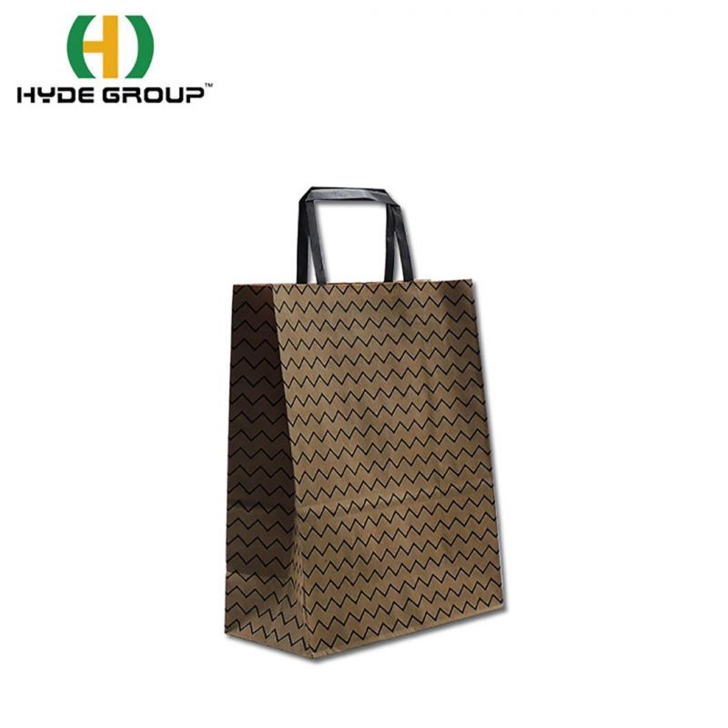 Logo Customized Brown Carryout Shopping Kraft Paper Gift Bag with Handle