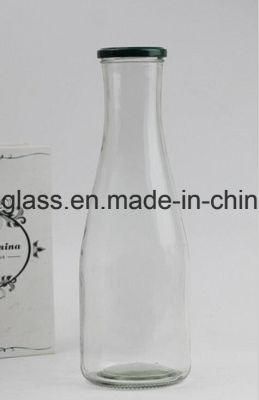 1L Juice Glass Bottle Big Volume Glass Juice Beverage Bottle with Lug Lid