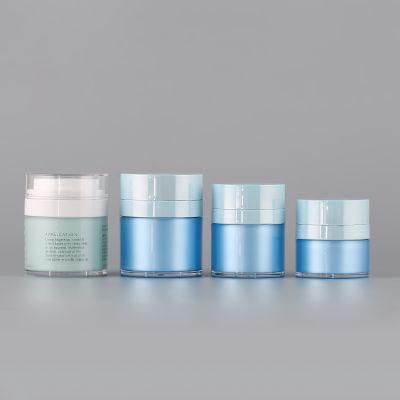 15g 30g 50g Empty Silver Blue Orange Round Cosmetic Skin Care Packaging Container Plastic Frosted Glass Perfume Acrylic Airless Pump Cream Jar