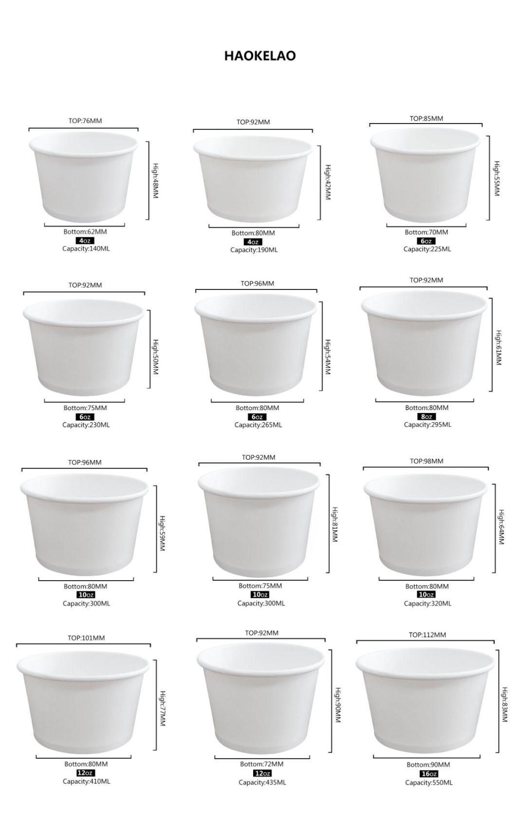 8oz 12oz Custom Single Wall Paper Ice Cream Tubs Disposable Icecream Cup with Lids and Spoon