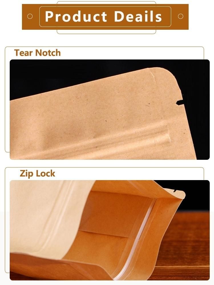 Food Packaging Zip Lock Kraft Paper Bag with Window