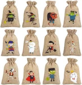 Eco-Friendly Custom Logo Printed Reusable Linen Pouch Durable Natural Jute Burlap Drawstring Gift Bag