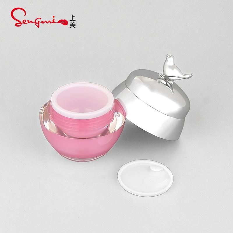 Manufacture Empty Plastic Acrylic Jar for Skin Care with Sliver Metalized Cap