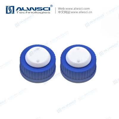Blue Gl45 Safety Cap with Two Holes for 1/16 Inch Od Tubing