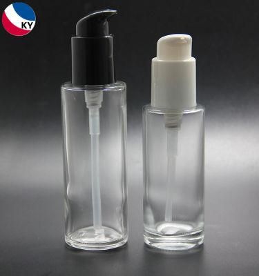 80ml 100ml Cosmetic Essential Oil Bottles Round Clear Gel Lotion Empty Glass Pump Bottle