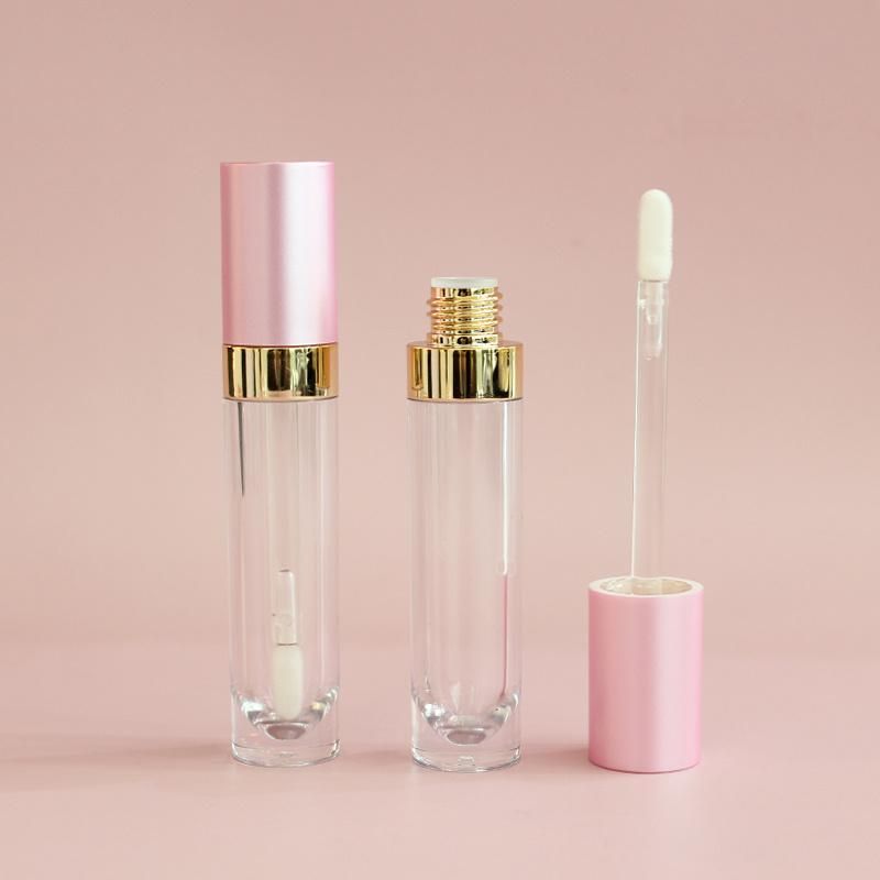 Pink Top Cylinder Lip Gloss Container Tube for Makeup Packaging