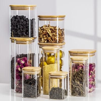 Glass Storage Jar with Bamboo Lid Borosilicate Glass Storage Jar