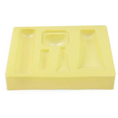 China Custom Yellow PVC Flocking Plastic Trays for The Cosmetics Packaging