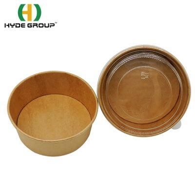 Disposable Kraft Paper Salad Bowls PE Coating with Lids Multiple Packing
