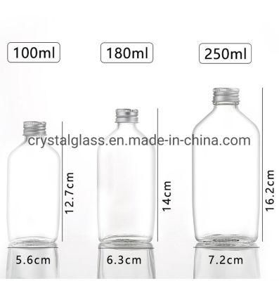 Flat Flask Glass Wine Liquor Bottle with Screw Lid 50ml 100ml 200ml 250ml 350ml 500ml