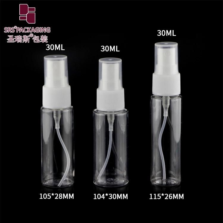 PCR Eco-Friendly Pet Travel Recycled Cosmetic Fine Mist Spray Clear Essential Oil Plastic Perfume 15ml 30ml 50ml Airless/Lotion/Aluminum Sprayer Pump Bottle