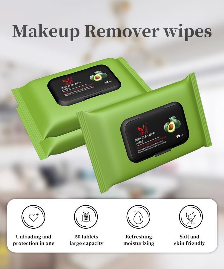 100% Biodegradable Deep Cleaning Makeup Remover Wipes